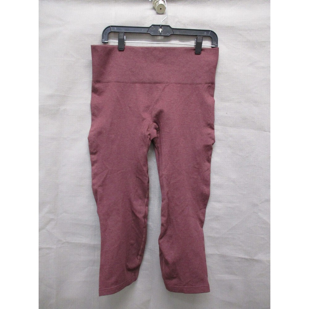 Lululemon Leggings Womens 10 Pink Wine Thick Ribbed Cropped Activewear Yoga Pant